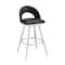 Armen Living Lottech Swivel Bar Stool in Brushed Stainless Steel with Black Faux Leather 840254335400 - alternate 1